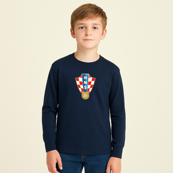 Youth Kids Croatia National Soccer Team Long Sleeve T-Shirt