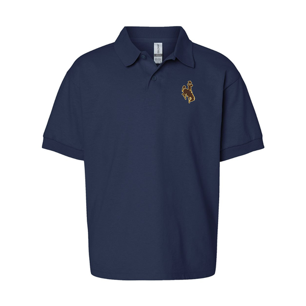 Youth   Wyoming Cowboys Gildan Dry Blend Jersey Polo