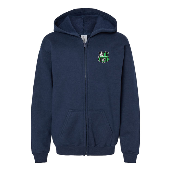 Gildan Heavy Blend Youth U.S. Sassuolo Soccer Full Zip Hooded Sweatshirt
