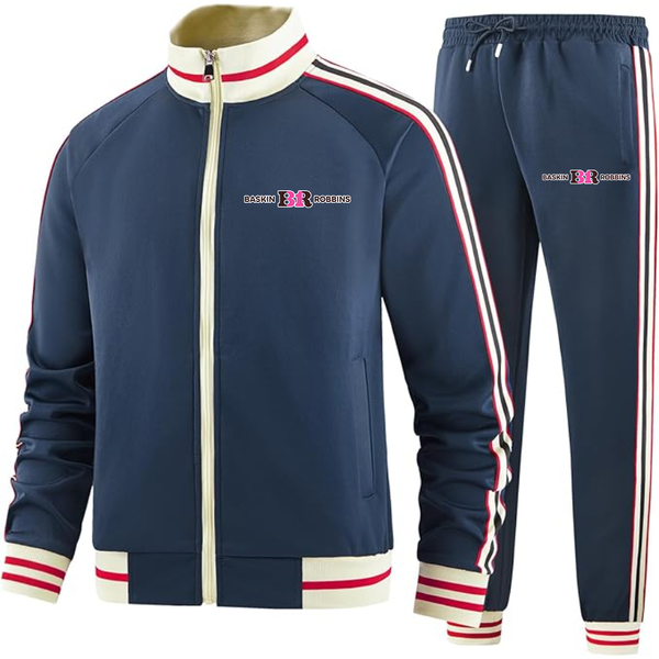 Men's Baskin-Rоbbins Tracksuit with Bold Striped Accents and Zippered Front