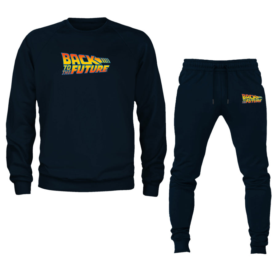 Men's Back To The Future Movie Logo Crewneck Sweatshirt Joggers Suit