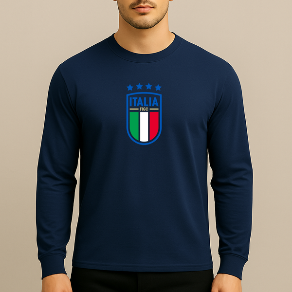 Men's Italy National Soccer Team Long Sleeve T-Shirt