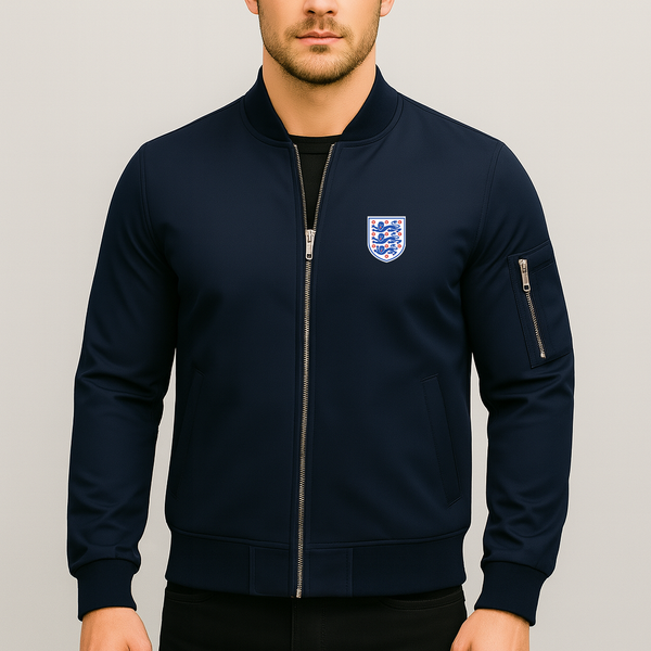 Men's England National Football Team Lightweight Bomber Jacket Windbreaker Softshell Varsity Jacket Coat