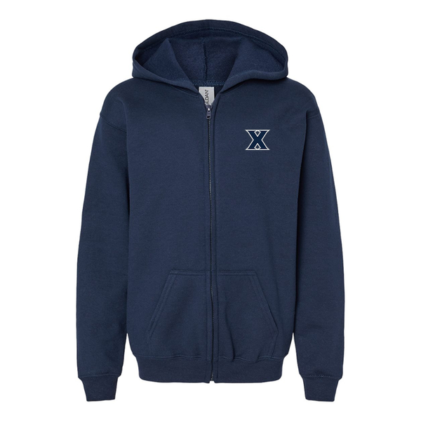 Gildan Heavy Blend Youth Xavier Musketeers Full Zip Hooded Sweatshirt