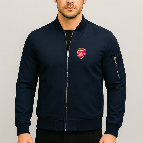 Men's Arsenal Soccer Lightweight Bomber Jacket Windbreaker Softshell Varsity Jacket Coat