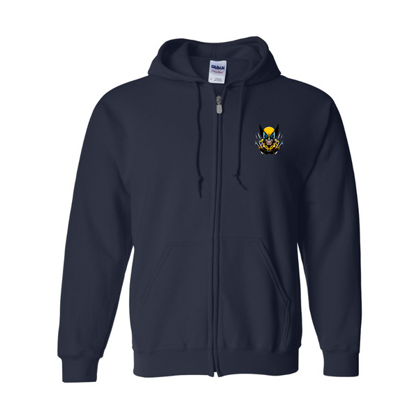Men's Wolverine 2025 Art  Gildan  Heavy Blend Full Zip Hooded Sweatshirt