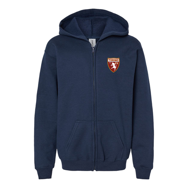 Gildan Heavy Blend Youth Torino Soccer Full Zip Hooded Sweatshirt