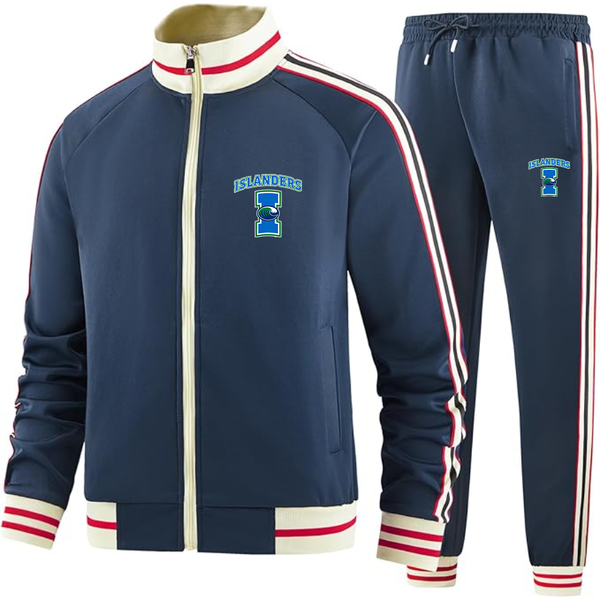 Men's Texas AM CC Islanders  Tracksuit with Bold Striped Accents and Zippered Front
