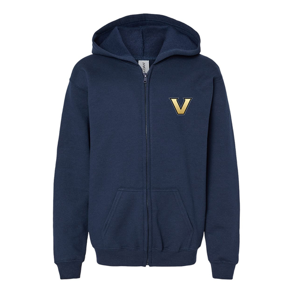 Gildan Heavy Blend Youth Vanderbilt Commodores Full Zip Hooded Sweatshirt