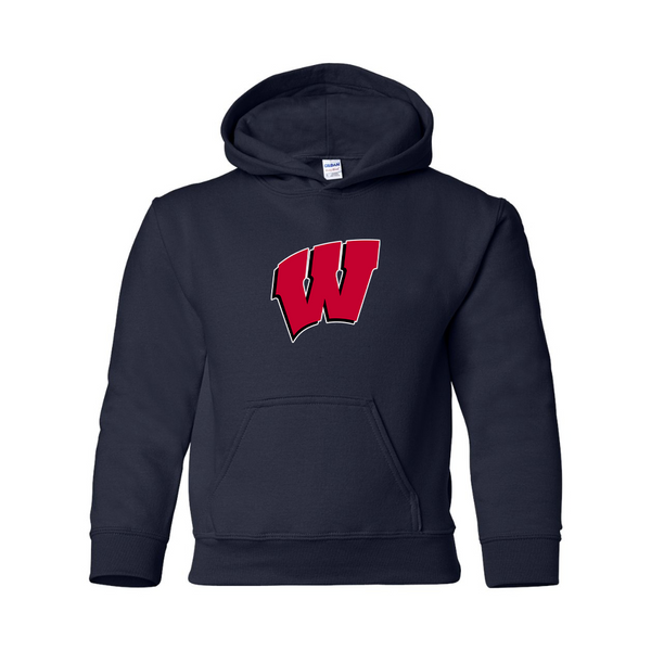 Youth  Wisconsin Badgers Gildan Heavy Blend  Hooded Sweatshirt