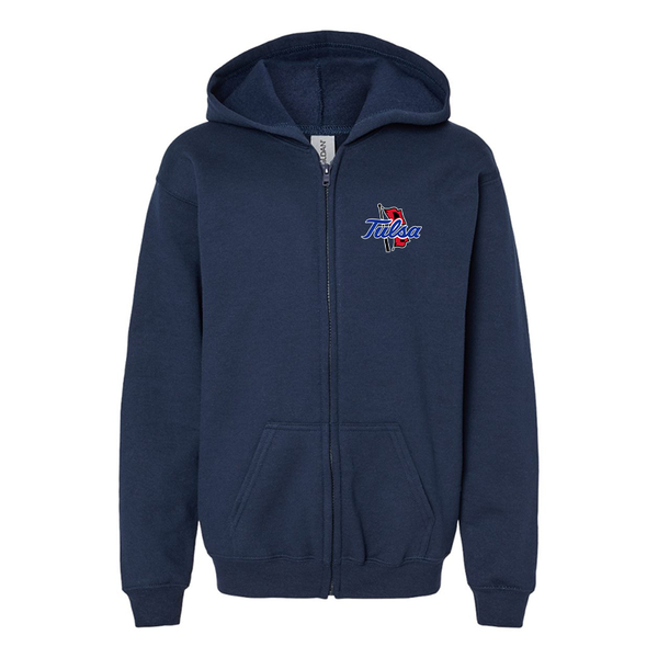 Gildan Heavy Blend Youth Tulsa Golden Hurricane Full Zip Hooded Sweatshirt