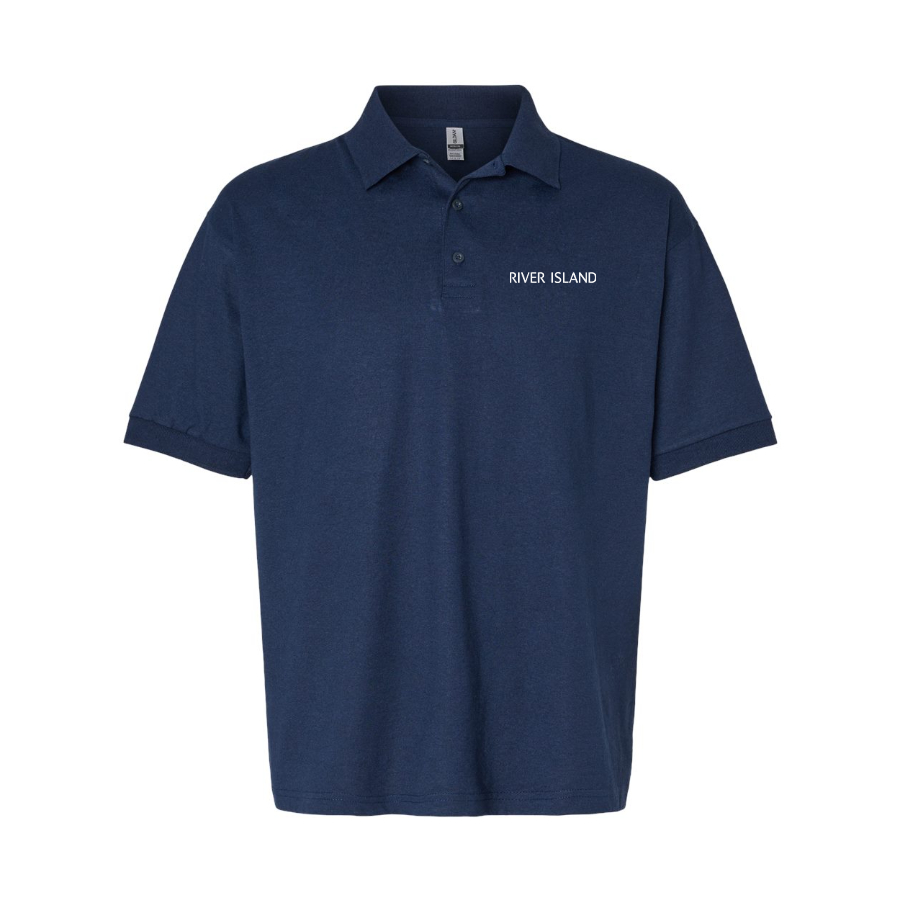 Men's River Island Logo Dry Blend Polo - Navy