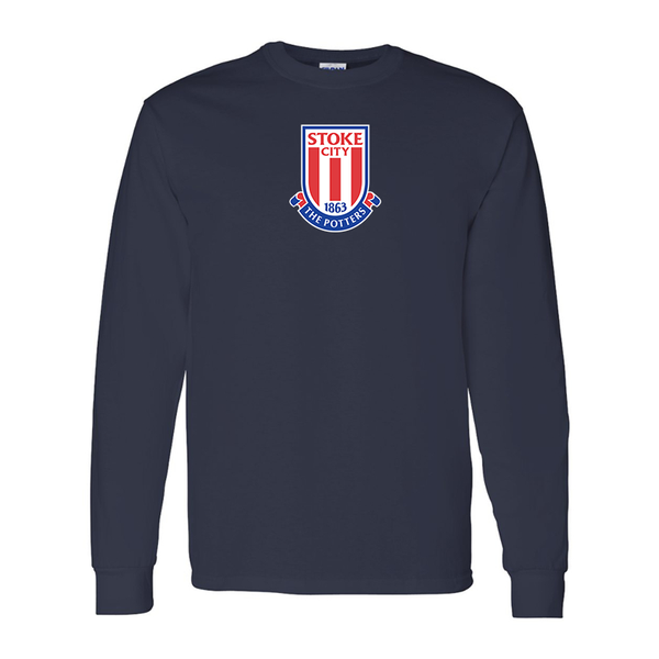 Men's Stoke City Soccer  Gildan Heavy Cotton Long Sleeve T-Shirt