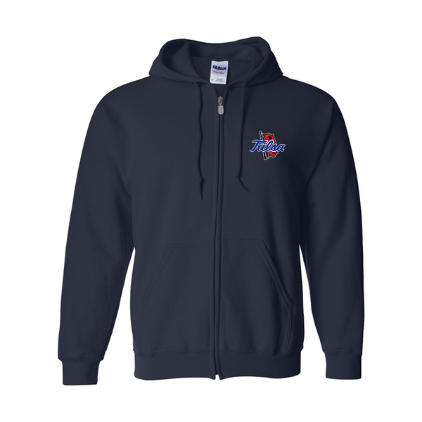 Men's Tulsa Golden Hurricane Gildan  Heavy Blend Full Zip Hooded Sweatshirt