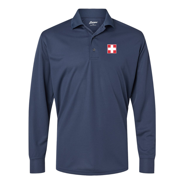 Men's Switzerland National Football Soccer Team Paragon Prescott Long Sleeve Polo