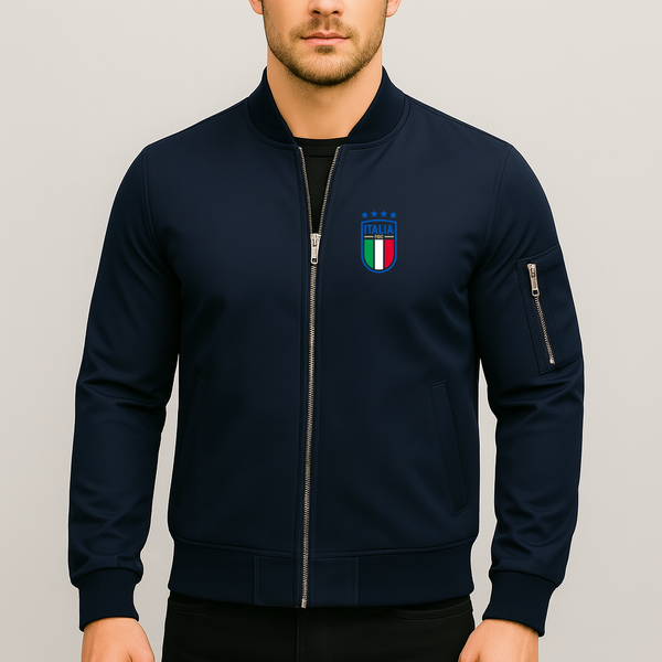 Men's  Italy National Soccer Team Lightweight Bomber Jacket Windbreaker Softshell Varsity Jacket Coat