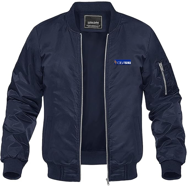 Men's CigaBuy Logo Lightweight Bomber Jacket Windbreaker Softshell Varsity Jacket Coat