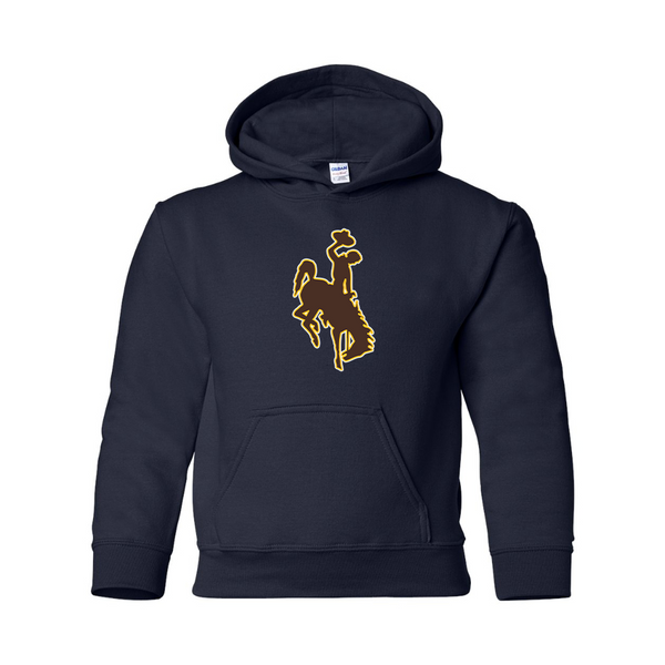 Youth   Wyoming Cowboys Gildan Heavy Blend  Hooded Sweatshirt