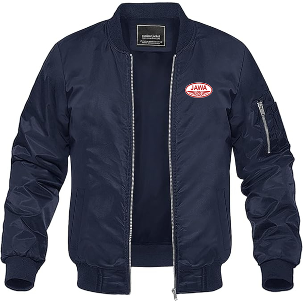 Men's Jawa Logo Lightweight Bomber Jacket Windbreaker Softshell Varsity Jacket Coat