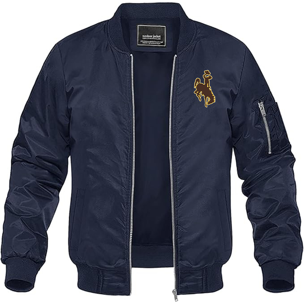 Men's Wyoming Cowboys Lightweight Bomber Jacket Windbreaker Softshell Varsity Jacket Coat