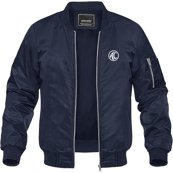 Men's AC Logo Lightweight Bomber Jacket Windbreaker Softshell Varsity Jacket Coat