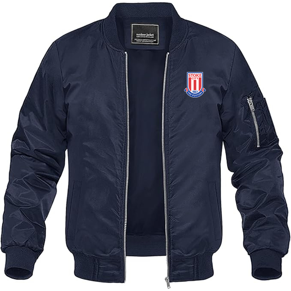 Men's Stoke City Soccer  Lightweight  Bomber Jacket Windbreaker Softshell Varsity Jacket Coat