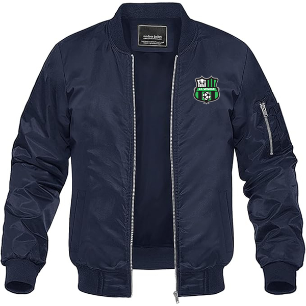 Men's U.S. Sassuolo Soccer Lightweight Bomber Jacket Windbreaker Softshell Varsity Jacket Coat