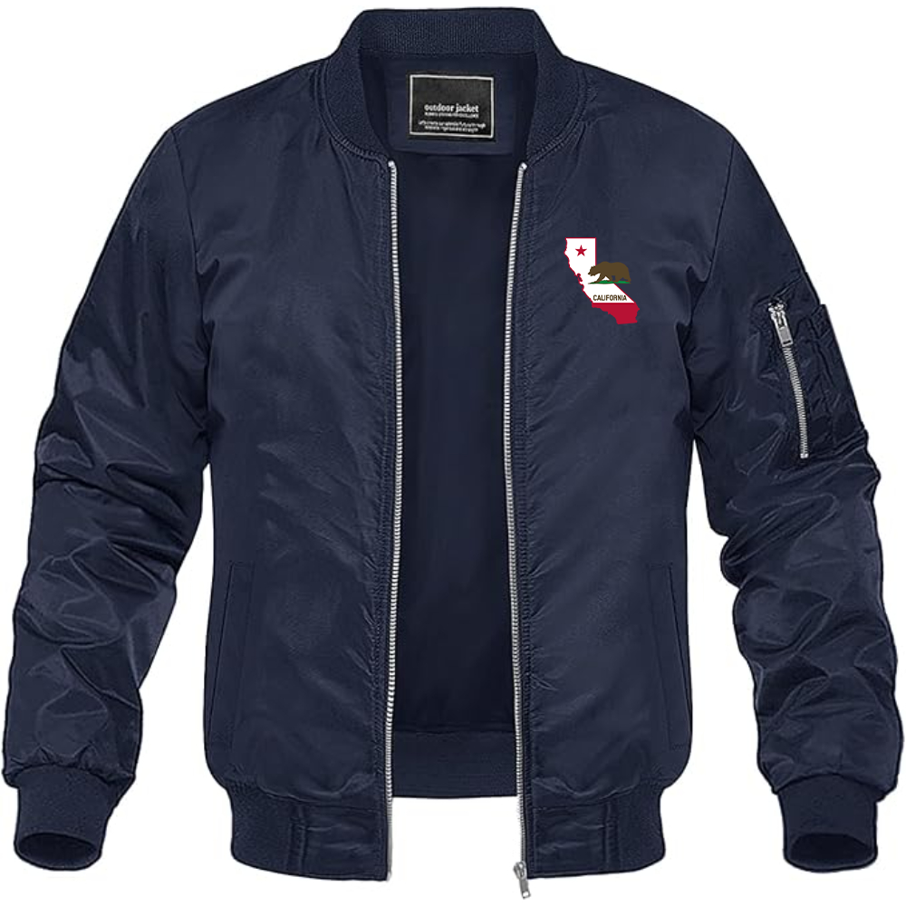 Men's California Bear Map Lightweight Bomber Jacket
