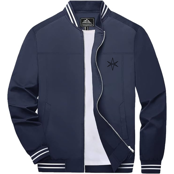 Men's  Bring Me the Horizon  Lightweight Zip-Up Bomber Jacket with Ribbed Collar and Cuffs Versatile Casual Outerwear