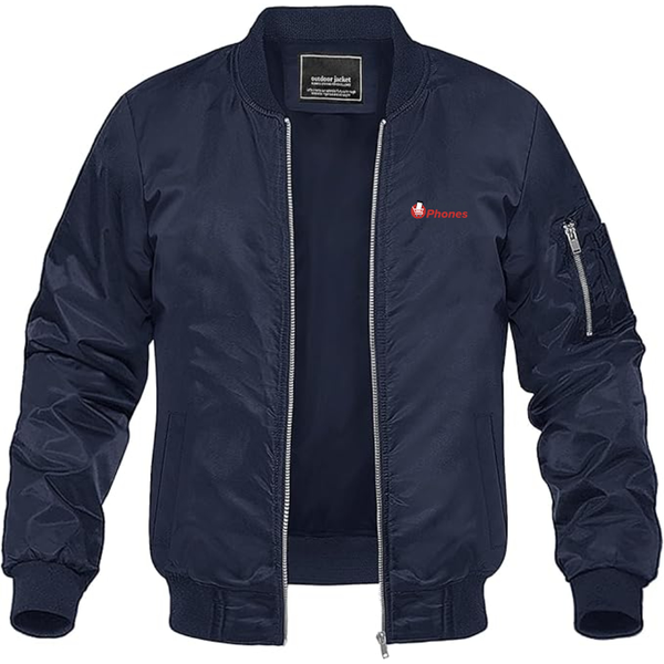 Men's MarketPhones.com Logo Lightweight Bomber Jacket Windbreaker Softshell Varsity Jacket Coat