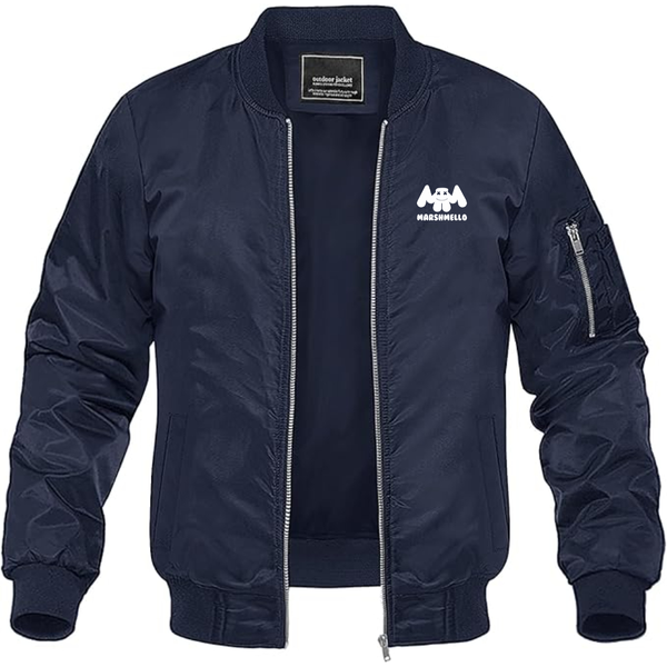 Men's Marshmello Logo Lightweight Bomber Jacket Windbreaker Softshell Varsity Jacket Coat