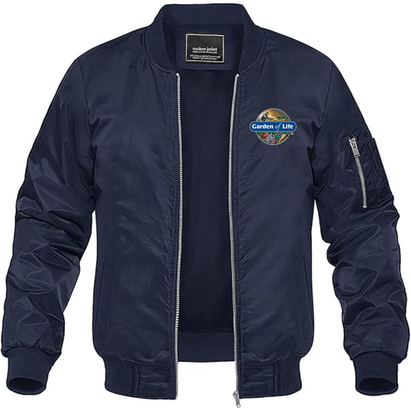 Men's Garden of Life Logo Lightweight Bomber Jacket Windbreaker Softshell Varsity Jacket Coat