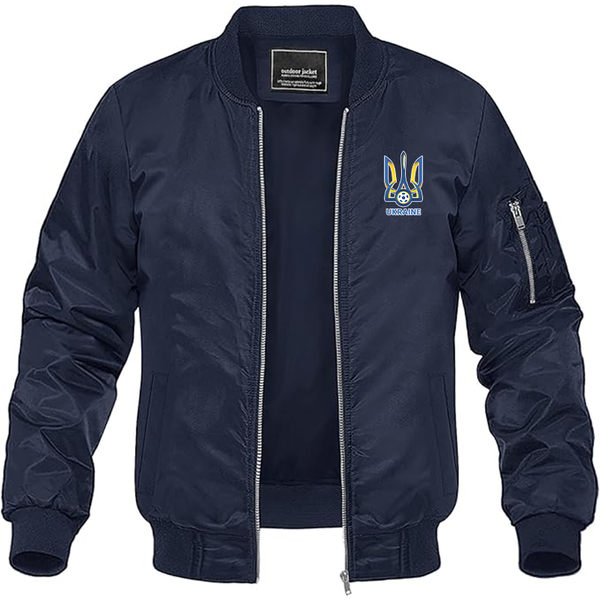 Men's Ukraine National Football Soccer Team Lightweight Bomber Jacket Windbreaker Softshell Varsity Jacket Coat