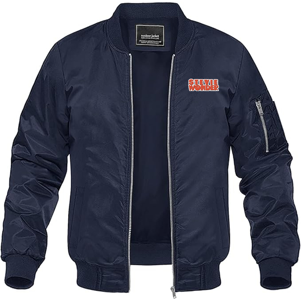 Men's Stevie-Wonder Lightweight Bomber Jacket Windbreaker Softshell Varsity Jacket Coat