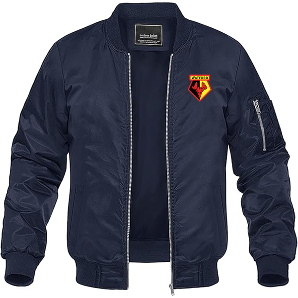 Men's  Watford Soccer Lightweight Bomber Jacket Windbreaker Softshell Varsity Jacket Coat