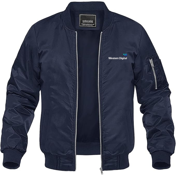 Men's Western Digital Logo Lightweight Bomber Jacket Windbreaker Softshell Varsity Jacket Coat