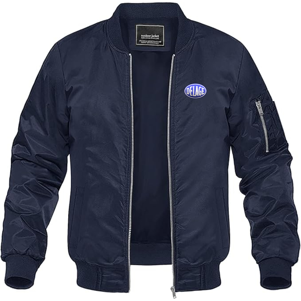 Men's Delage Logo Lightweight Bomber Jacket Windbreaker Softshell Varsity Jacket Coat