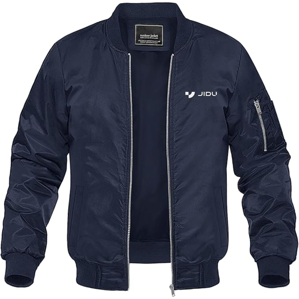 Men's Jidu Logo Lightweight Bomber Jacket Windbreaker Softshell Varsity Jacket Coat