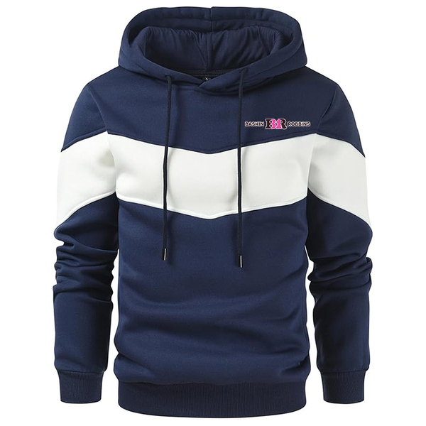 Men's Baskin-Rоbbins   Novelty Color Block Pullover Fleece Hoodie Long Sleeve Casual