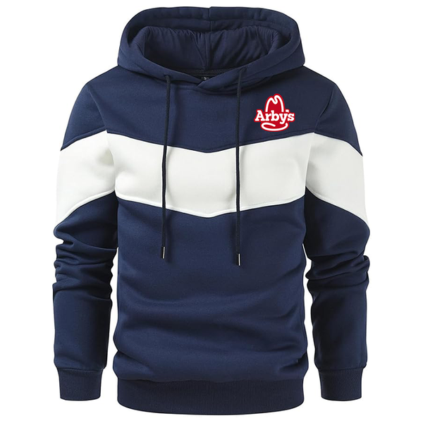 Men's Arbys  Novelty Color Block Pullover Fleece Hoodie Long Sleeve Casual