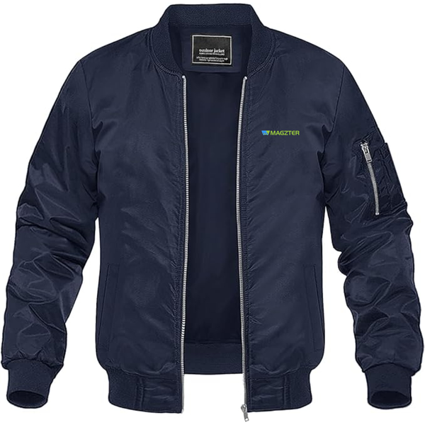 Men's MAGZTER Logo Lightweight Bomber Jacket Windbreaker Softshell Varsity Jacket Coat