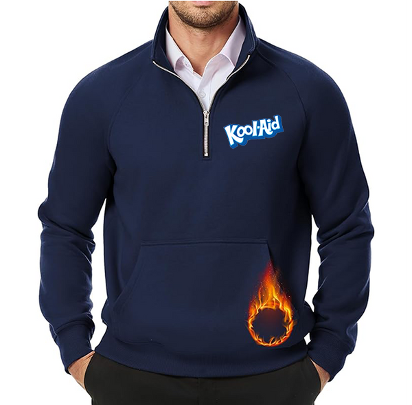 Men's kool-Aid JMIERR Quarter Zip Pullover Heavy Sweatshirts Warm Fleece Sweatshirt Polo Shirt with Pockets