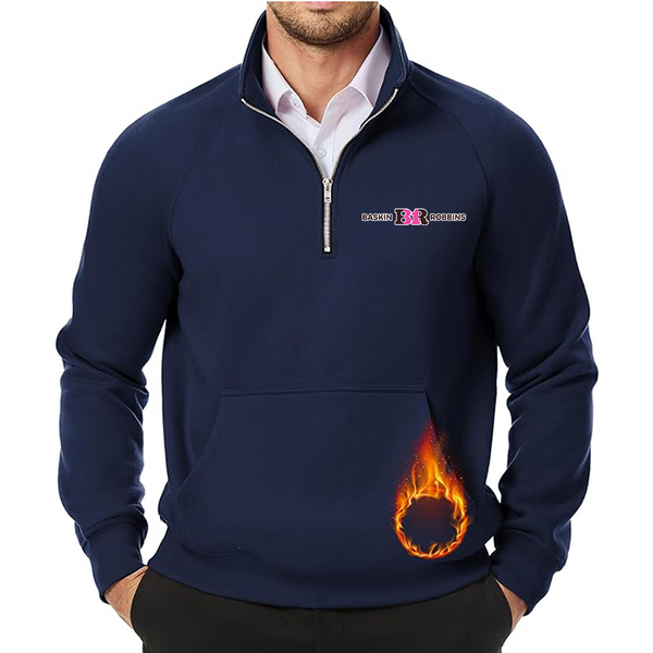 Men's Baskin-Rоbbins  JMIERR Quarter Zip Pullover Heavy Sweatshirts Warm Fleece Sweatshirt Polo Shirt with Pockets