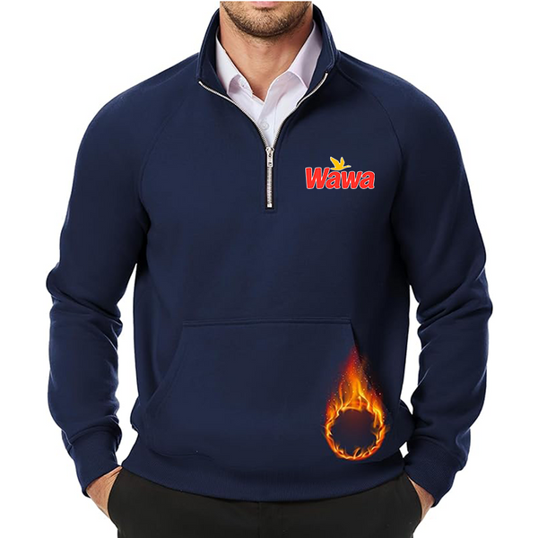 Men's  Wawa Gas Station JMIERR Quarter Zip Pullover Heavy Sweatshirts Warm Fleece Sweatshirt Polo Shirt with Pockets