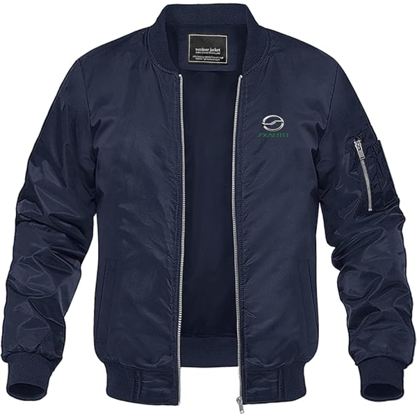 Men's ZX Logo Lightweight Bomber Jacket Windbreaker Softshell Varsity Jacket Coat