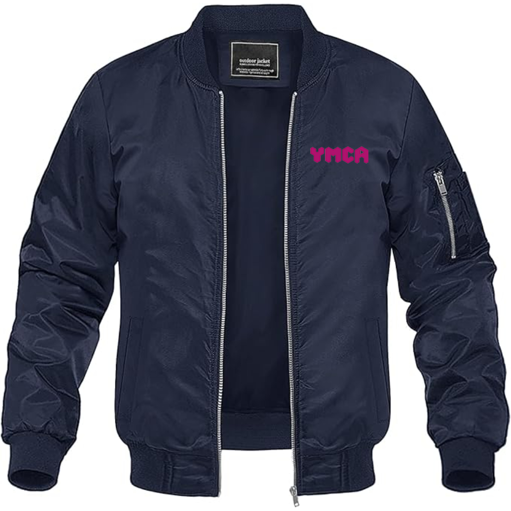 Men's YMCA Mauve Lightweight Bomber Jacket