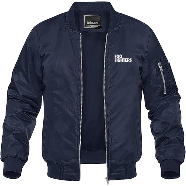 Men's Foo Fighters Logo Lightweight Bomber Jacket Windbreaker Softshell Varsity Jacket Coat