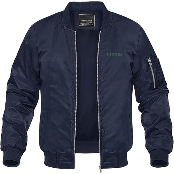Men's Emma Logo Lightweight Bomber Jacket Windbreaker Softshell Varsity Jacket Coat