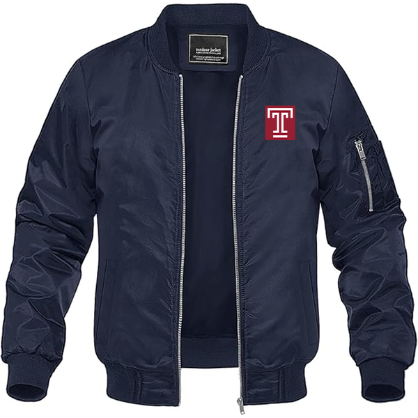Men's Temple Owls Lightweight Bomber Jacket Windbreaker Softshell Varsity Jacket Coat
