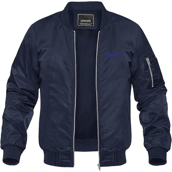 Men's Vespa Logo Lightweight Bomber Jacket Windbreaker Softshell Varsity Jacket Coat